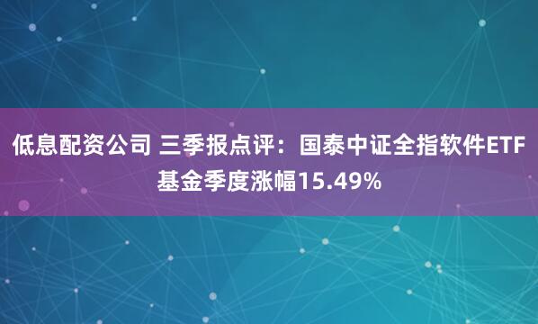 低息配资公司 三季报点评：国泰中证全指软件ETF基金季度涨幅15.49%