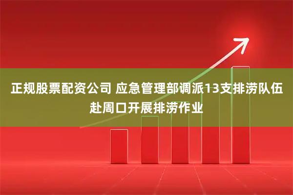 正规股票配资公司 应急管理部调派13支排涝队伍赴周口开展排涝作业